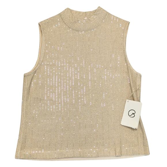 NWT St. John Gold Iridescent Turtle Neck Tank Size Large - Picture 1 of 5